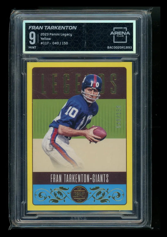 Panini Legacy Yellow Fran Tarkenton football card from 2023 Panini Legacy Yellow series