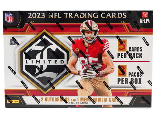 2023 Panini Limited Football Hobby Box with limited football cards and rookie patch autographs