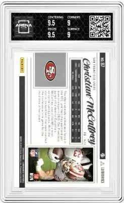 Graded Christian McCaffrey football card from 2023 Panini Luminance Christian collection