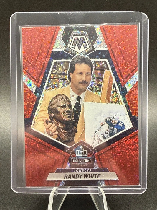 Randy White football card from 2023 Panini Mosaic Red Sparkle SSP Sparkle Pack Cowboys