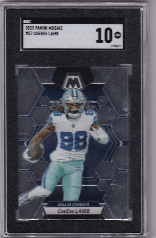 Graded CeeDee Lamb SGC 10 football card from 2023 Panini Mosaic Dallas Cowboys