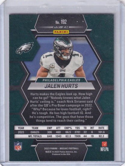 2023 Panini Mosaic Pink Camo #192 Jalen Hurts - Philadelphia Eagles - Trading Card
