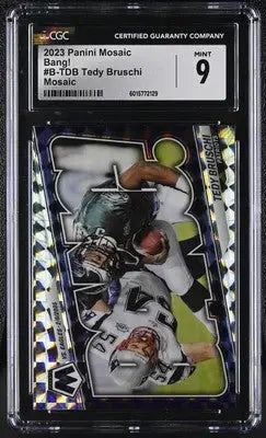 Graded Tedy Bruschi football card from Panini Mosaic Tedy product CGC 9