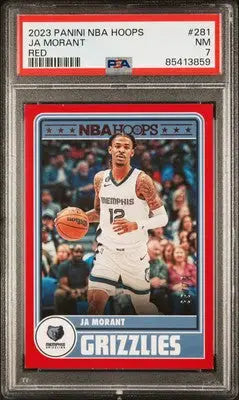 Graded 2023 Panini NBA Hoops Ja Morant Red Basketball Trading Card PSA 7