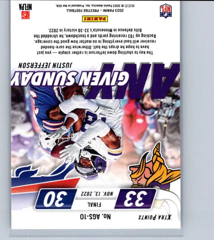 Upside-down Justin Jefferson football trading card from 2023 Panini Prestige Any Given Sunday