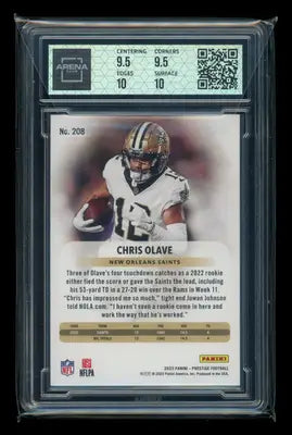 Graded Chris Olave football card from 2023 Panini Prestige Xtra Points Premium Red