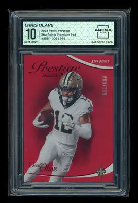 Graded Chris Olave football card from Panini Prestige Xtra Points Premium Red series