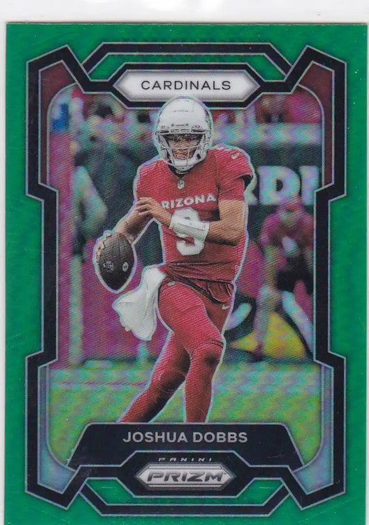 Green Arizona Cardinals football trading card featuring Joshua Dobbs of the Arizona Cardinals