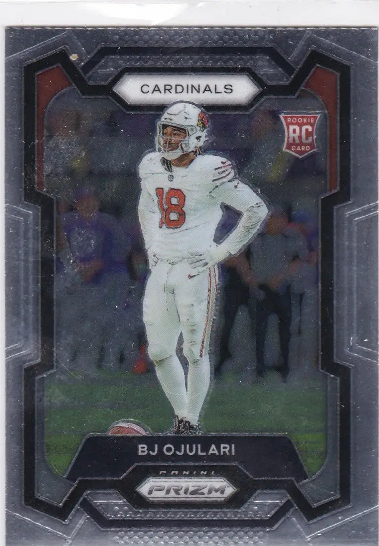 Football trading card featuring BJ Ojulari RC in white Arizona Cardinals uniform from Panini Prizm