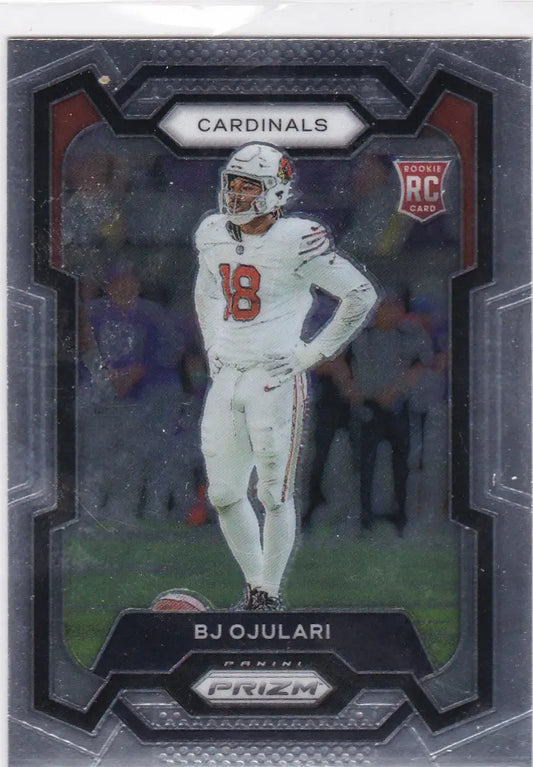 Football trading card featuring BJ Ojulari RC in white Arizona Cardinals uniform from Panini Prizm