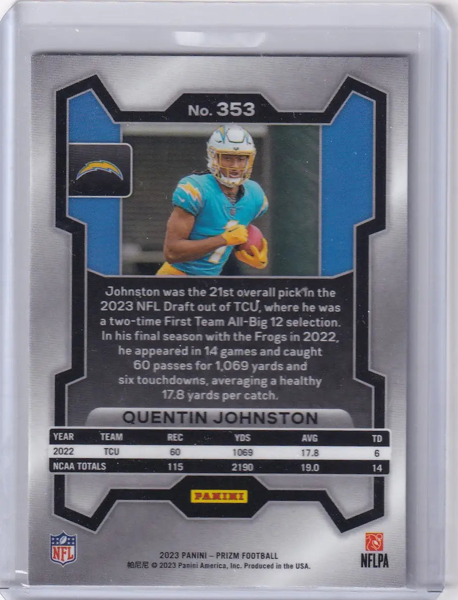 2023 Panini Prizm #353 Quentin Johnston - Los Angeles Chargers - Trading Card