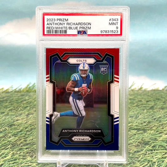 Graded Anthony Richardson 2023 Panini Prizm Red, White, and Blue Prizm Football Card PSA 9