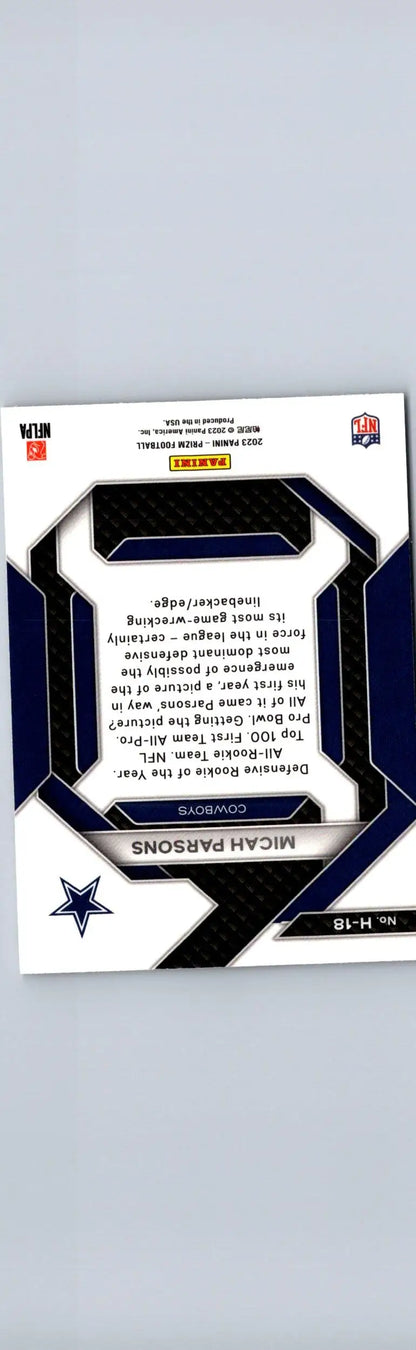 Collectible Micah Parsons Emergent football trading card from Panini Prizm 2023