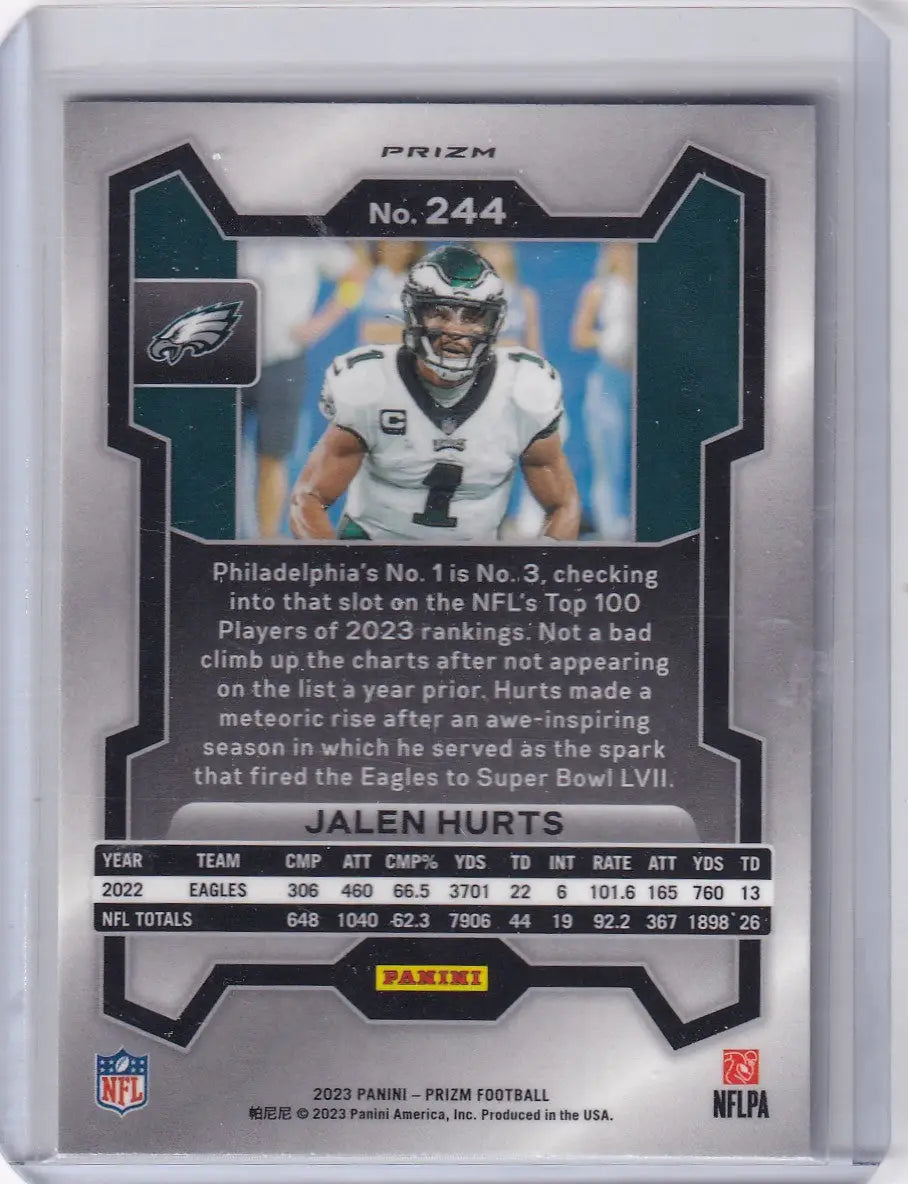 2023 Panini Prizm Silver #244 Jalen Hurts - Philadelphia Eagles - Trading Card
