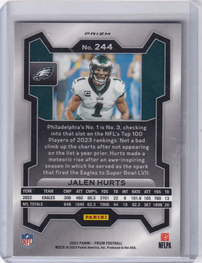 2023 Panini Prizm Silver #244 Jalen Hurts - Philadelphia Eagles - Trading Card