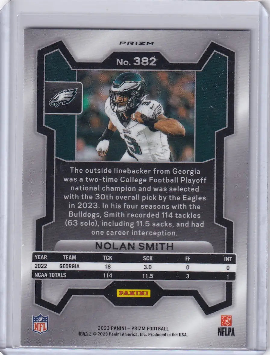 2023 Panini Prizm Silver #382 Nolan Smith - Philadelphia Eagles - Trading Card