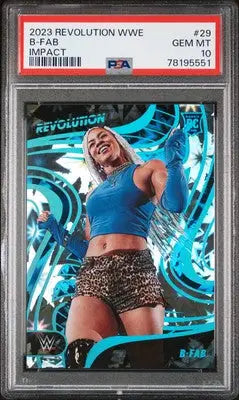 Graded B-Fab wrestling card from 2023 Panini Revolution WWE series in PSA 10