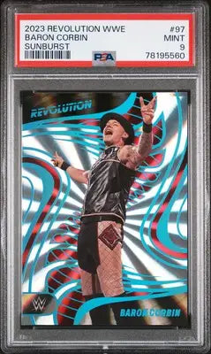 Panini Revolution WWE Baron Corbin wrestling card Sunburst 15/99 PSA 9