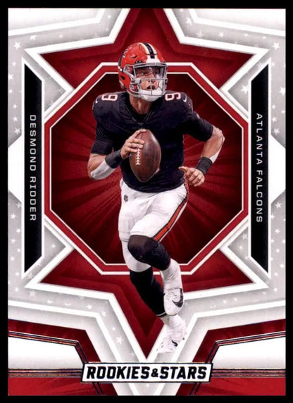 Football card featuring Desmond Ridder of the Atlanta Falcons from 2023 Panini Rookies & Stars