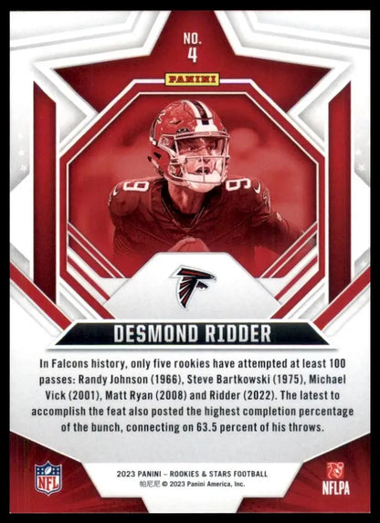 2023 Panini Rookies & Stars Desmond Ridder Atlanta Falcons football card NFL