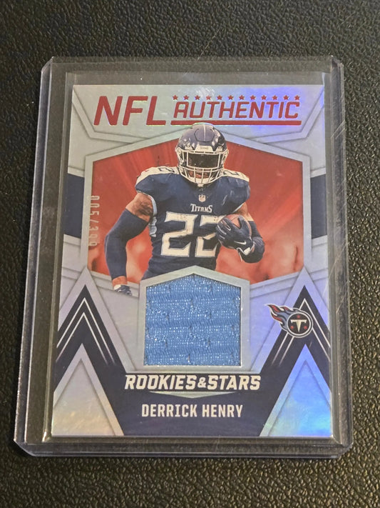 Derrick Henry NFL trading card with jersey swatch from 2023 Panini Rookies & Stars