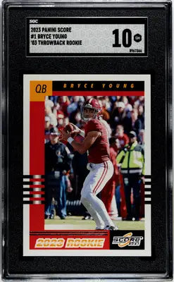 Graded 2023 Panini Score Bryce Young 03 Throwback Rookie football card SGC 10