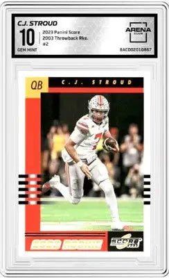 Panini Score C.J. Stroud football card from 2023 Throwback Rookies collection