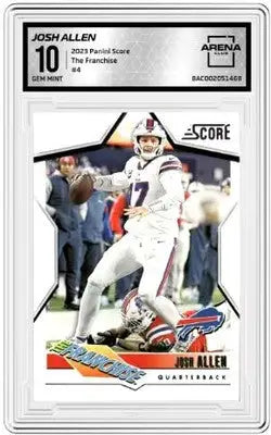 Josh Allen football card from Panini Score Arena Club 2023 product display