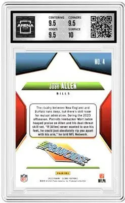 Graded Josh Allen football card from Panini Score Arena Club 2023 product