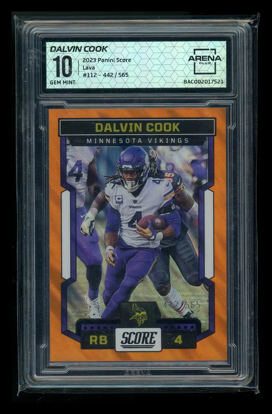 Graded Panini Score Lava Dalvin Cook football trading card from 2023 Panini Score Lava series