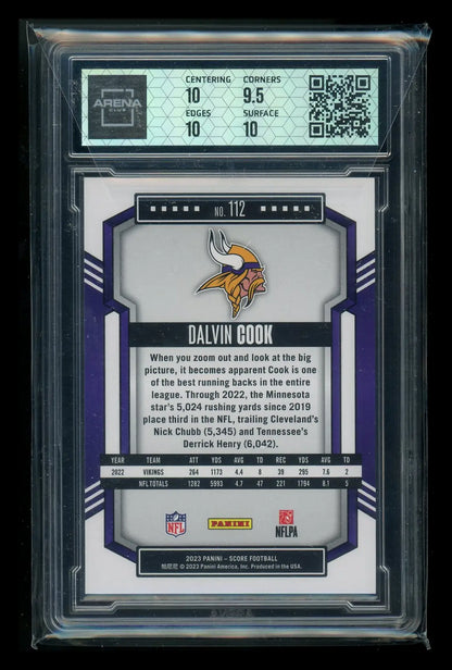 Graded Panini Score Lava Dalvin Cook football trading card from 2023 Arena Club