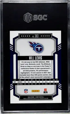 Graded Will Levis football trading card from Panini Score 2023 SGC 9.5