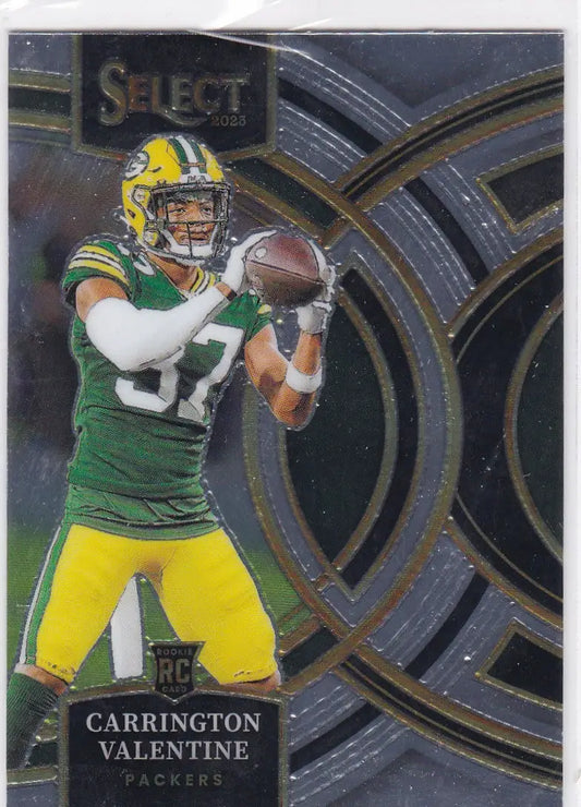 Carrington Valentine RC football card 2023 Panini Select Green Bay Packers Green Bay Packers