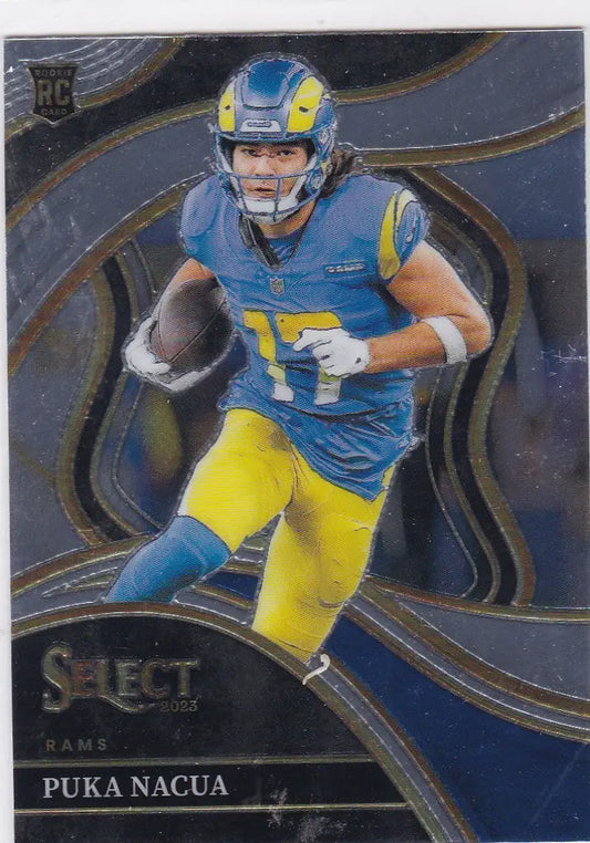 Puka Nacua RC football card from 2023 Panini Select Los Angeles Rams collection