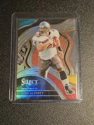 2023 Panini Select Mike Alstott football card with green and yellow prizms die cuts