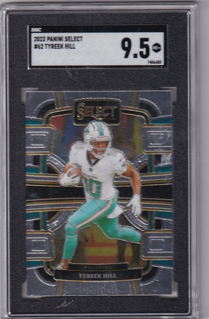 Graded Tyreek Hill football card in Panini Select featuring Tyreek Hill SGC 9.5 Miami Dolphins