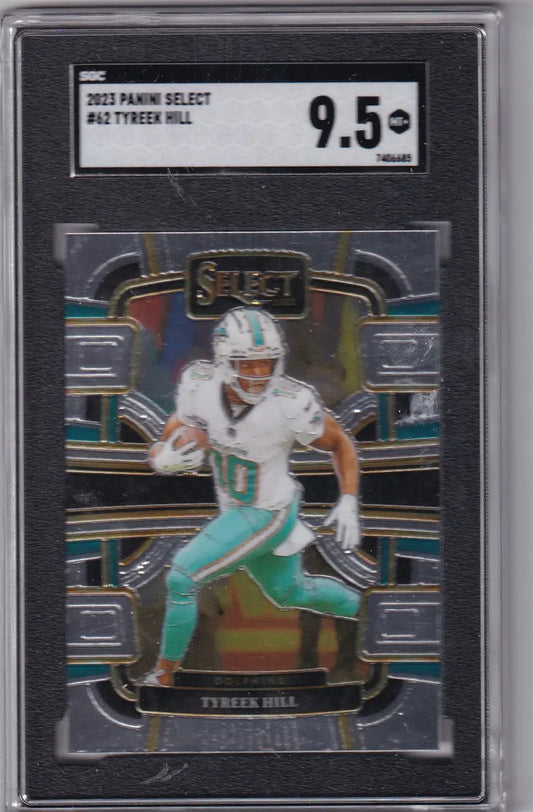 Graded Tyreek Hill football card in Panini Select featuring Tyreek Hill SGC 9.5 Miami Dolphins
