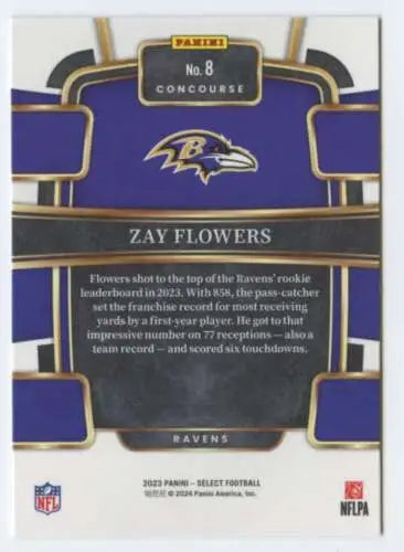 Zay Flowers football card from 2023 Panini Select with original gloss finish