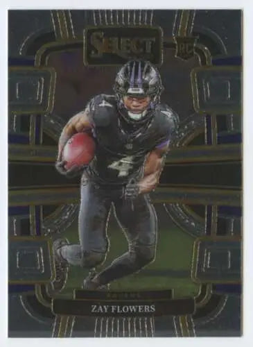 Zay Flowers 2023 Panini Select football card with original gloss, Ravens Concourse