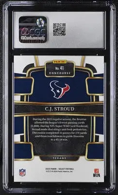 C.J. Stroud football card from 2023 Panini Select series featuring serial number CGC 9