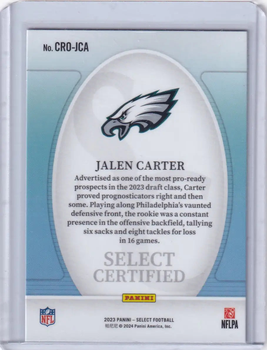 2023 Panini Select Certified #CRO-JCA Jalen Carter - Philadelphia Eagles