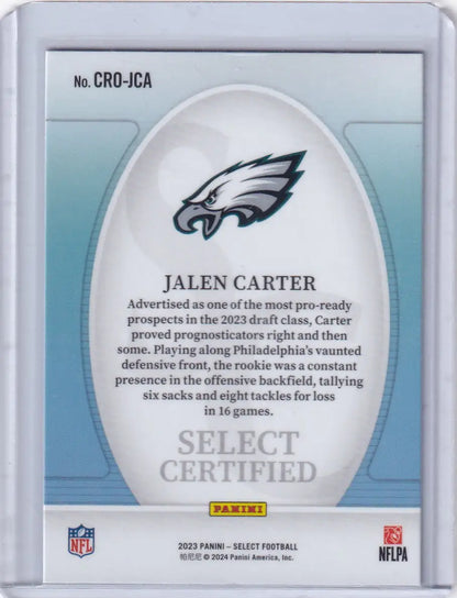 2023 Panini Select Certified #CRO-JCA Jalen Carter - Philadelphia Eagles