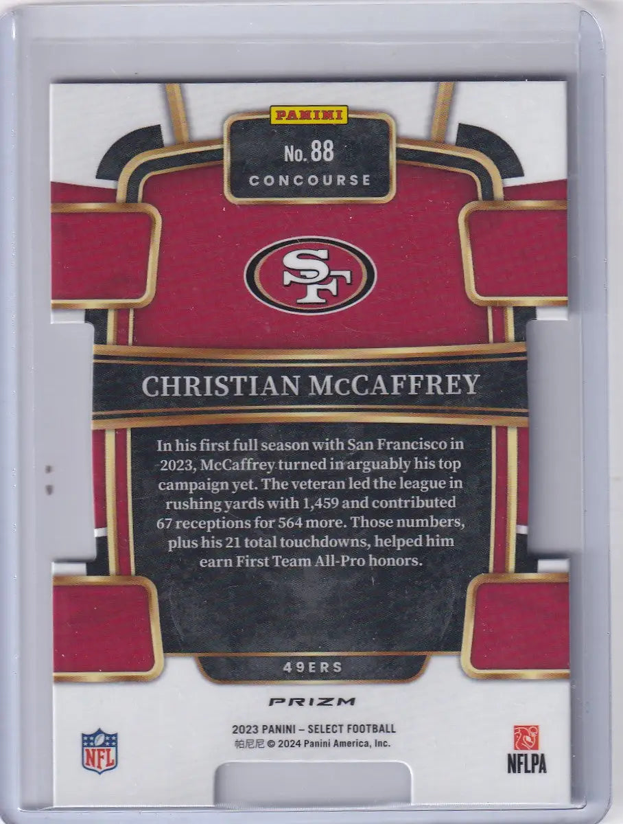 2023 Panini Select Diecut #88 Christian McCaffery - San Francisco 49ers - Trading Card