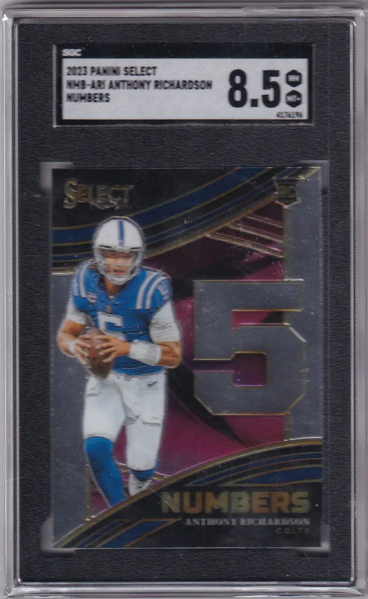 Graded 2023 Panini Select Numbers ARI Anthony Richardson SGC 8.5 football card