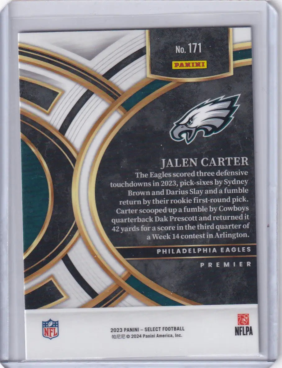 2023 Panini Select Premier Level #171 Jalen Carter - Philadelphia Eagles - Trading Card