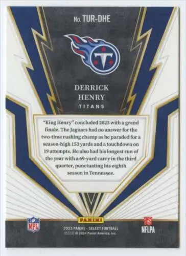 Derrick Henry football card 2023 Panini Select Turbocharged original gloss Titans