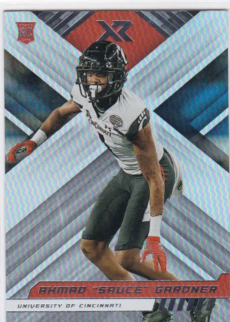 Football trading card of Ahmad Sauce Gardner from 2023 Panini XR Cincinnati RC
