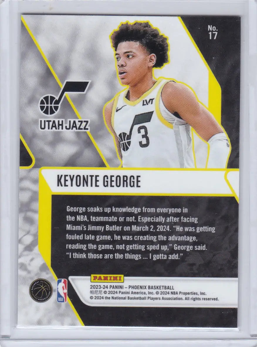 2023 PHOENIX #17 KEYONTE GEORGE BLUE CRACKED ICE- UTAH JAZZ - Trading Card