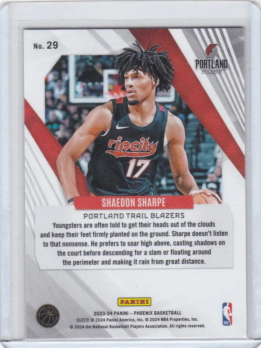 2023 PHOENIX #29 SHAEDON SHARPE CRACKED ICE- PORTLAND TRAIL BLAZZERS - Trading Card