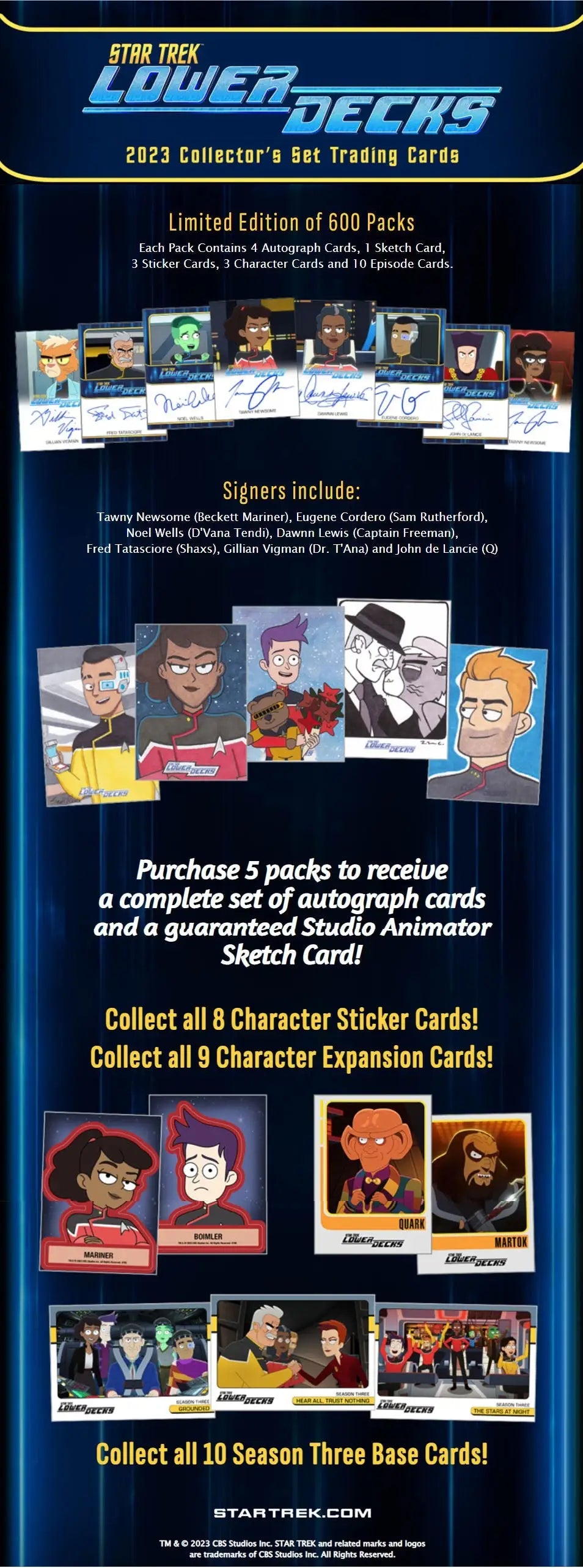 2023 Rittenhouse Star Trek: Lower Decks trading cards including rare sketch card options